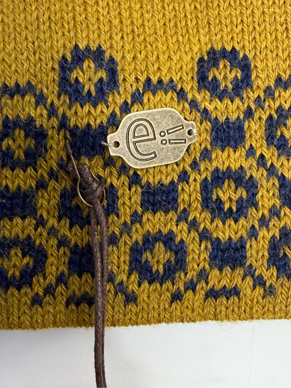 Emilime 100% Alpaca Mustard Yellow Gold Navy Neck Warmer NWT